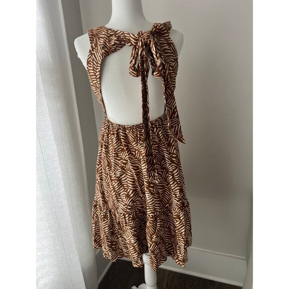 House of Harlow Linen Dress Beachy Resortwear Halter Dress Animal Print - Picture 3 of 3